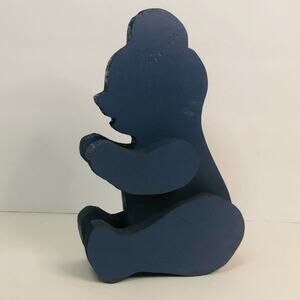 Veg Handmade blue sectioned wood teddy bear kids Baby decor bear 8 inch 80s 90s